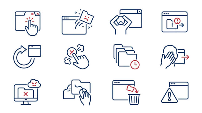 Technical Issues and Computer Error Icons