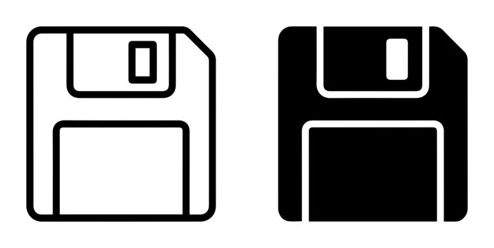 Floppy Disk Icons, Save Data Symbol, Retro Storage Media, Vector Graphics
