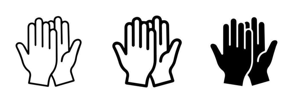Hands icon set, clapping hands vector graphics, applause symbol, open palms, gesture icons