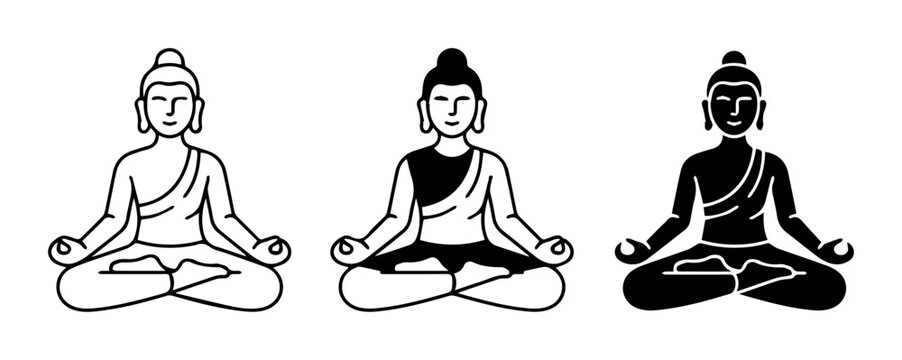 Buddha Meditation Poses, Zen Enlightenment Icons, Spiritual Serenity Symbols