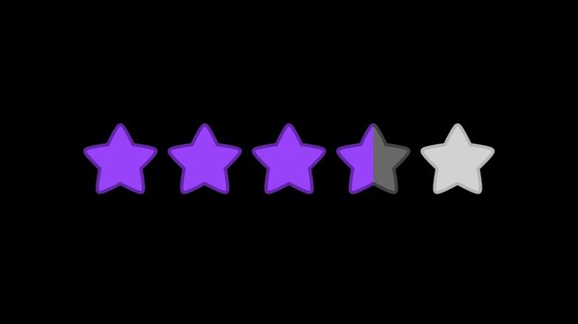 Ranking star icon purple (3.5) with alpha channel.