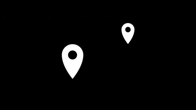 Dual map pointers route tracking delivery distance white icon animation