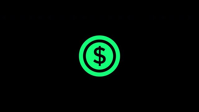Money coin dollar currency banking finance green icon animation