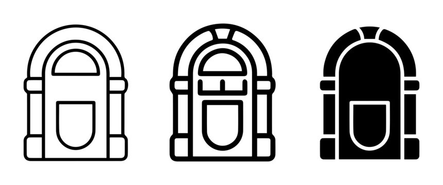 Retro Jukebox Icons, Vintage Music Player Vector Graphics, Classic Entertainment Symbols