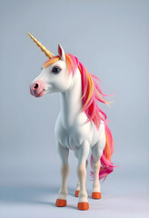 Obraz premium Photorealistic young unicorn with colorful mane in studio