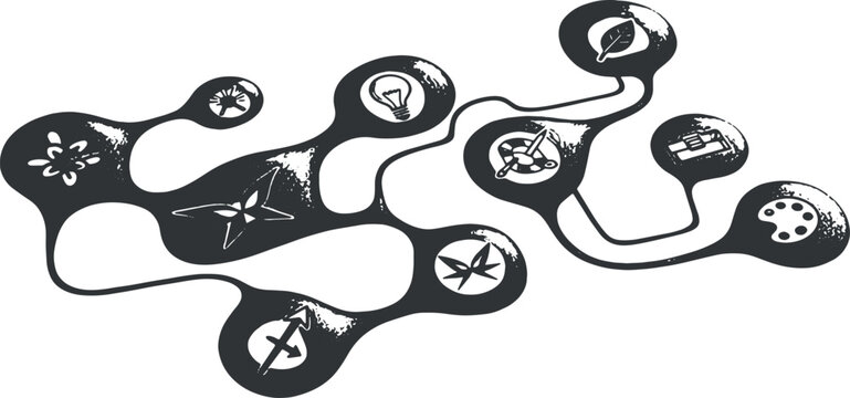 Organic mind map network connection infographic