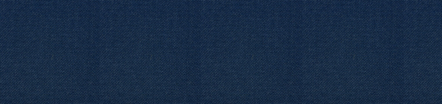 Seamless panoramic dark indigo navy blue canvas fabric texture with fine weave