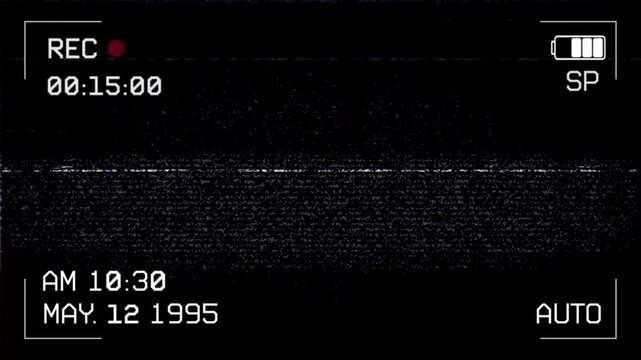 Retro Camcorder Recording Overlay Animation with VHS Noise and Viewfinder Frame