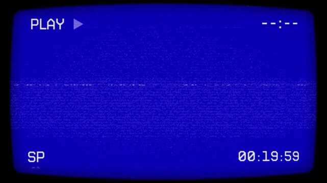 Retro VHS Play Screen Animation with Blue Analog Display