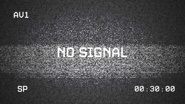 VHS No Signal Screen Animation with Analog TV Static Noise