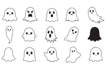 Fototapeta premium Cute Ghost SVG Bundle | Halloween Ghost Clipart Set | Spooky Kawaii Ghost Vector Pack