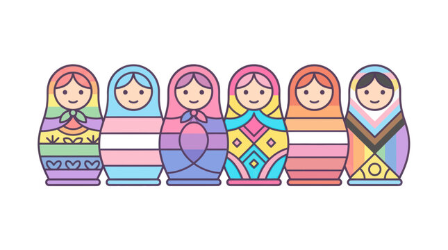 Matryoshka Dolls with Pride Flags - Diversity and Inclusion