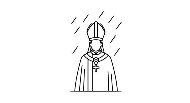 Pope Icon: Religious Leader in Mitre and Cassock, Christian Symbolism