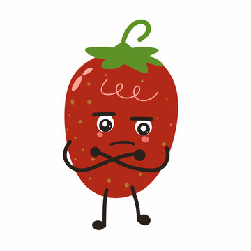 Strawberry pouting expression cute character