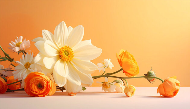 Elegant Orange and White Spring Flowers Arrangement