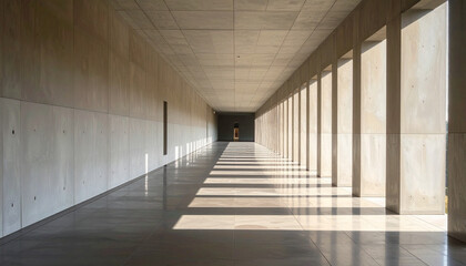 Naklejka premium Minimal Concrete Corridor with Natural Light