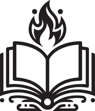 Ornamental Book and Flame of Wisdom Vector Icon