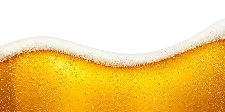 Golden Beer With Frothy Head And Bubbles yellow foam