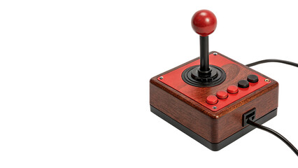 Retro vintage red mechanical arcade joystick controller tool isolated on a transparent background © Ivanka