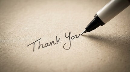 Fototapeta premium Thanksgiving gratitude handwritten 'thank you' note with elegant pen on textured paper