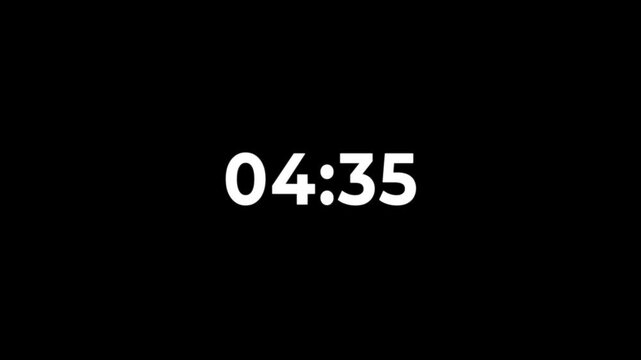 5 minutes countdown timer animation complete in 1 minute on transparent background, two minutes timer countdown animation,
