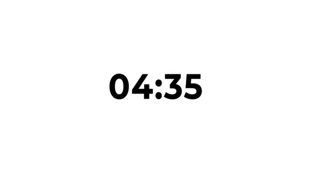 5 minutes countdown timer animation complete in 1 minute on transparent background, two minutes timer countdown animation,