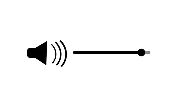 Speaker icon with sound waves and volume control slider on white background  audio settings symbol