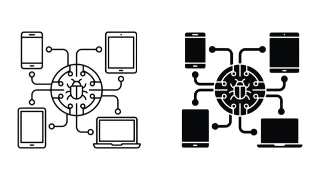 Computer virus infection on multiple connected digital mobile devices