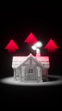 Housing Market Financial Chart with Stylized 3D Houses and Growth Arrow
