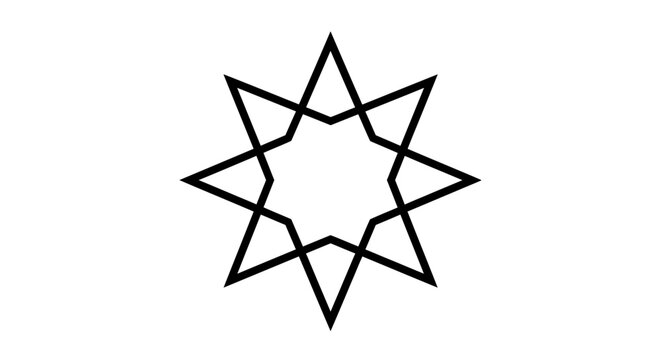 Minimalist eight pointed star geometric shape symbol.