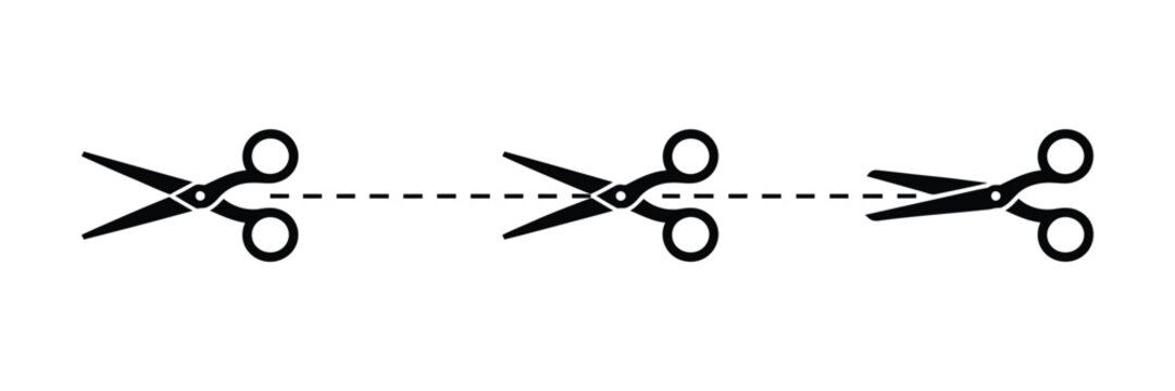 scissors paper cut symbols scissor icons along cut line