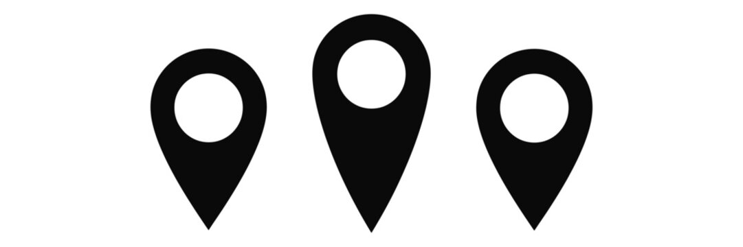 location map pin icons row of teardrop markers vector