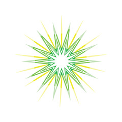 Fototapeta premium Abstract radial burst creating a vibrant star pattern, featuring dynamic green and yellow rays extending from a central white core, providing energy and modern graphic design