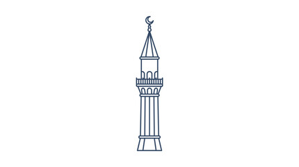 Obraz premium Minimalist outline drawing of an Islamic mosque minaret tower.
