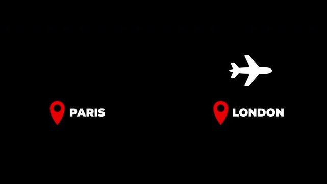 Paris To London Airplane Travel Flight Route animation