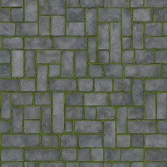 Obraz premium Spatial Permeable Pavers With Moss Seamless Texture