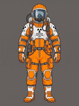 Radiation Protection Suit Vector Illustration for Nuclear Safety