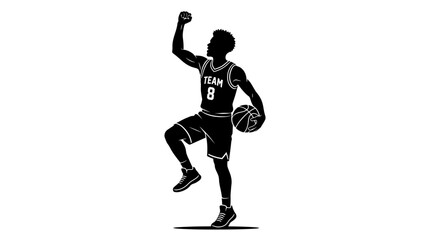 Obraz premium Basketball player silhouette, sports icon, athletic pose, black illustration