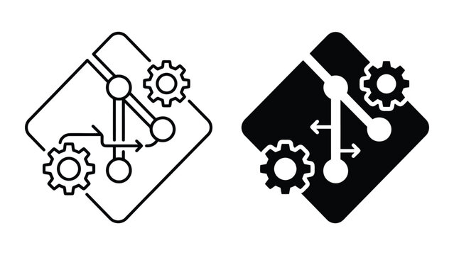Version control system code repository management icons with repository