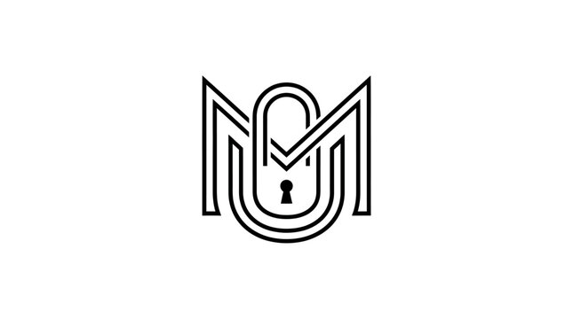 Monogram MC keyhole security real estate logo.