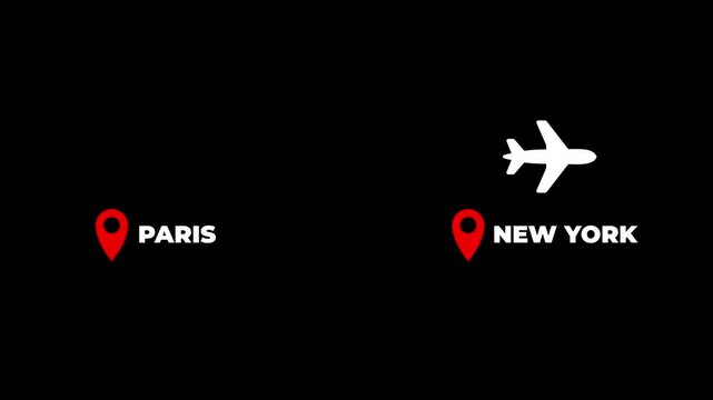 Paris To New York Airplane Travel Flight Route animation