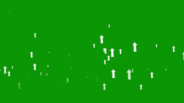 Arrows moving upward animation on green screen background rising arrows movement overlay for upward arrows swipe up pointing direction arrow upward trend in revenue business concept loop chroma key