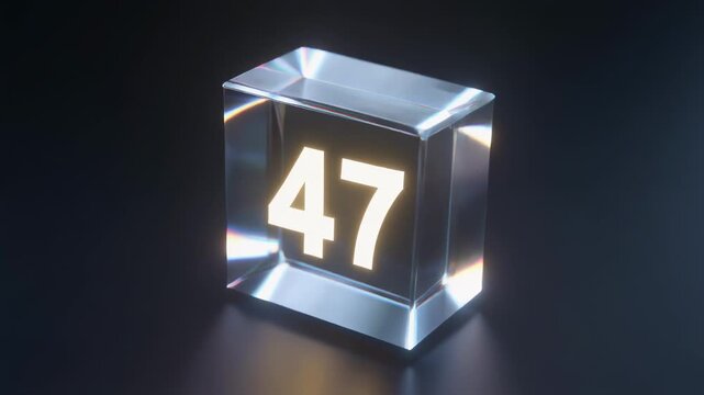 3d animated number 47 countdown timer glowing neon digital display