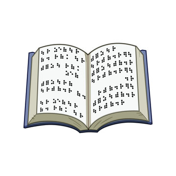 Open braille book illustrating an accessible format for reading. Supporting visual impairment. Education. And various concepts like literacy. Inclusion