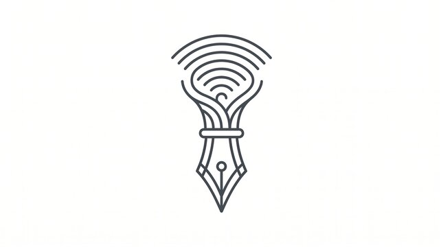 Fountain pen tip with wireless signal concept icon
