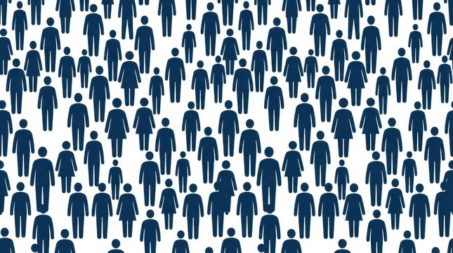 A large crowd of people icons in blue on a white background