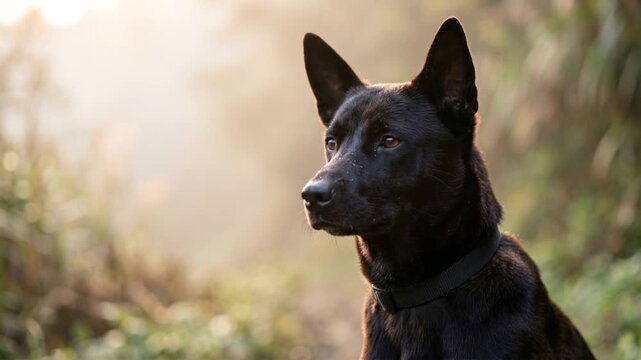 formosan mountain dog close up in taiwan mountain forest morning light video