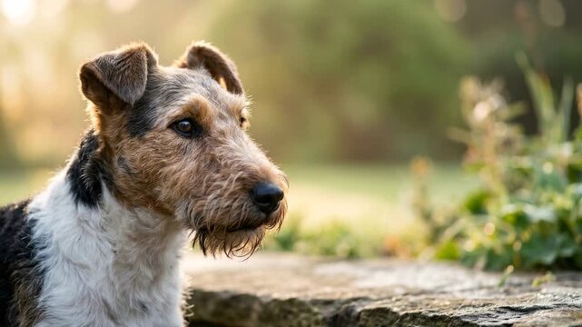 fox terrier close up in english countryside morning light video