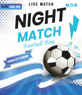 Modern soccer match promotion poster design. With football match argen. tina theme dynamic layout and soccer ball template