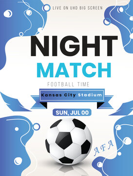 modern football night match announcement poster with soccer ball and argentina inspired graphics